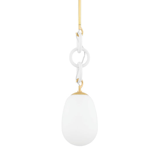 Mitzi by Hudson Valley Lighting Marina Pendant in Aged Brass / Textured White