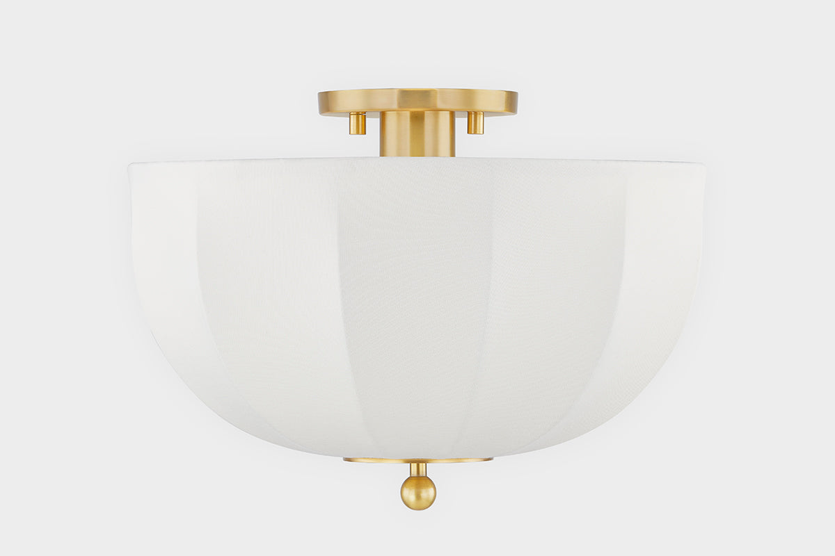 Mitzi by Hudson Valley Lighting Meshelle Flush Mount in Aged Brass, detail view 1