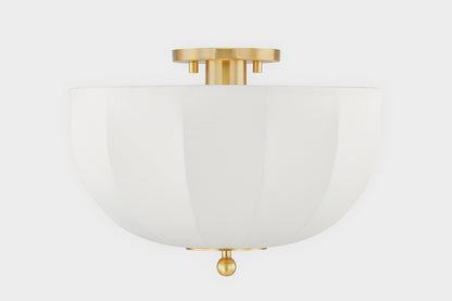 Mitzi by Hudson Valley Lighting Meshelle Flush Mount in Aged Brass, detail view 1