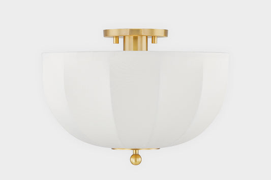 Mitzi by Hudson Valley Lighting Meshelle Flush Mount in Aged Brass, detail view 1