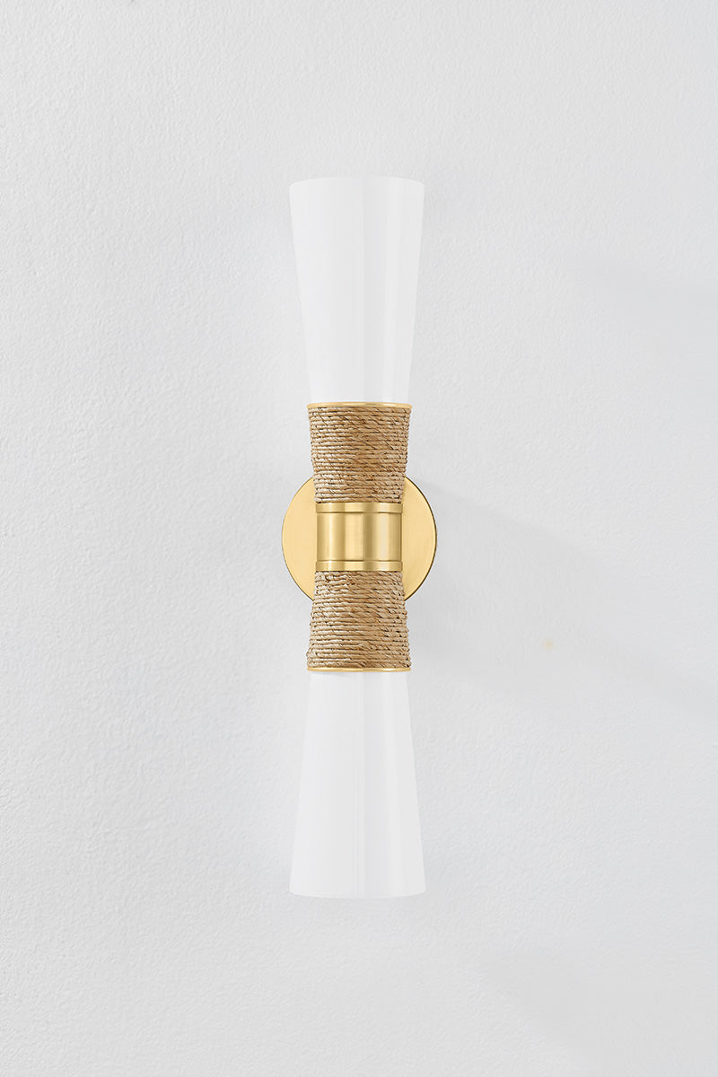 Mitzi by Hudson Valley Lighting Mica 2-Light Wall Sconce in Aged Brass, detail view 1