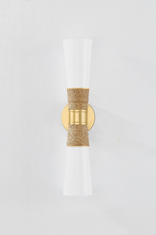 Mitzi by Hudson Valley Lighting Mica 2-Light Wall Sconce in Aged Brass, detail view 1