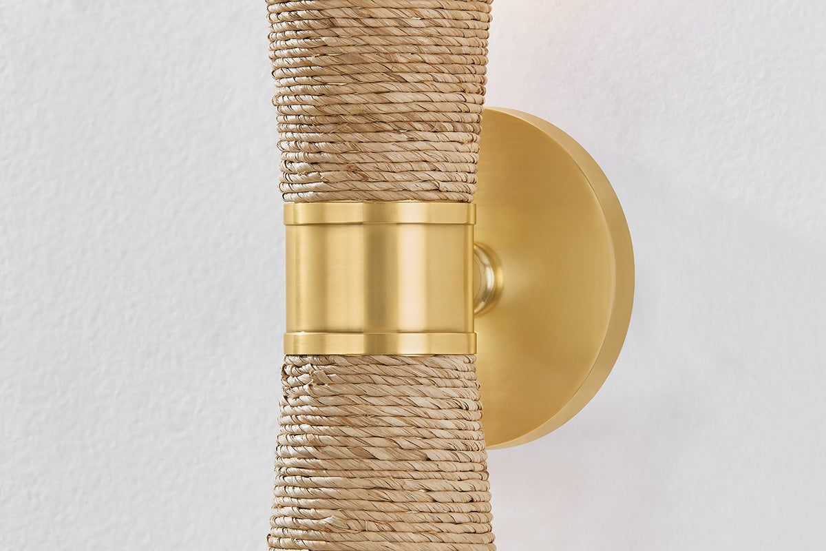 Mitzi by Hudson Valley Lighting Mica 2-Light Wall Sconce in Aged Brass, detail view 2