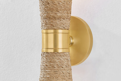 Mitzi by Hudson Valley Lighting Mica 2-Light Wall Sconce in Aged Brass, detail view 2