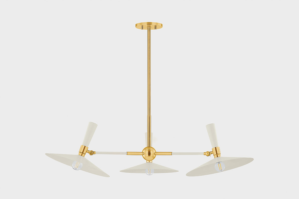 Mitzi by Hudson Valley Lighting Milena Chandelier in Aged Brass / Soft Cream, detail view 1