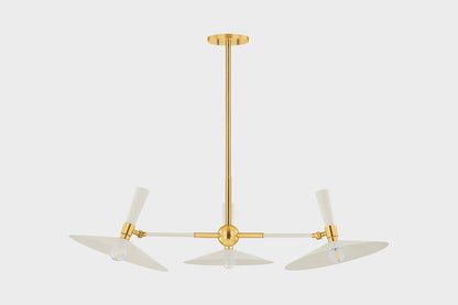 Mitzi by Hudson Valley Lighting Milena Chandelier in Aged Brass / Soft Cream, detail view 1