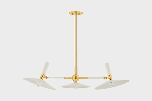 Mitzi by Hudson Valley Lighting Milena Chandelier in Aged Brass / Soft Cream, detail view 1