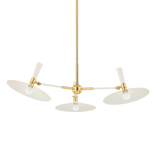 Mitzi by Hudson Valley Lighting Milena Chandelier in Aged Brass / Soft Cream