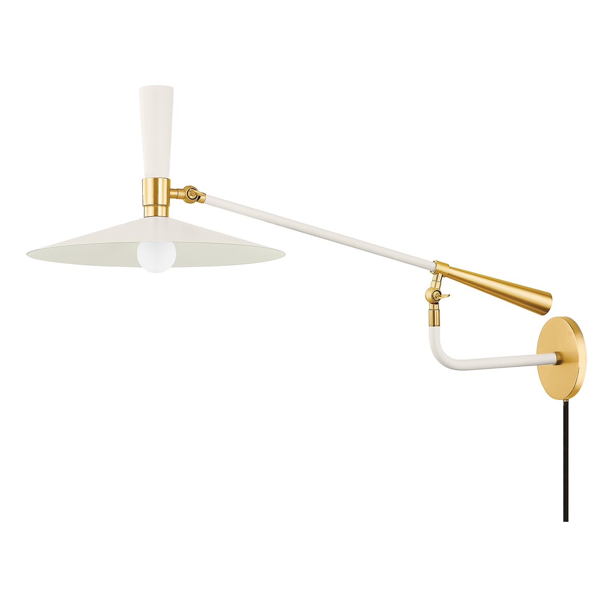Mitzi by Hudson Valley Lighting Milena Plug-In Wall Sconce in Aged Brass / Soft Cream