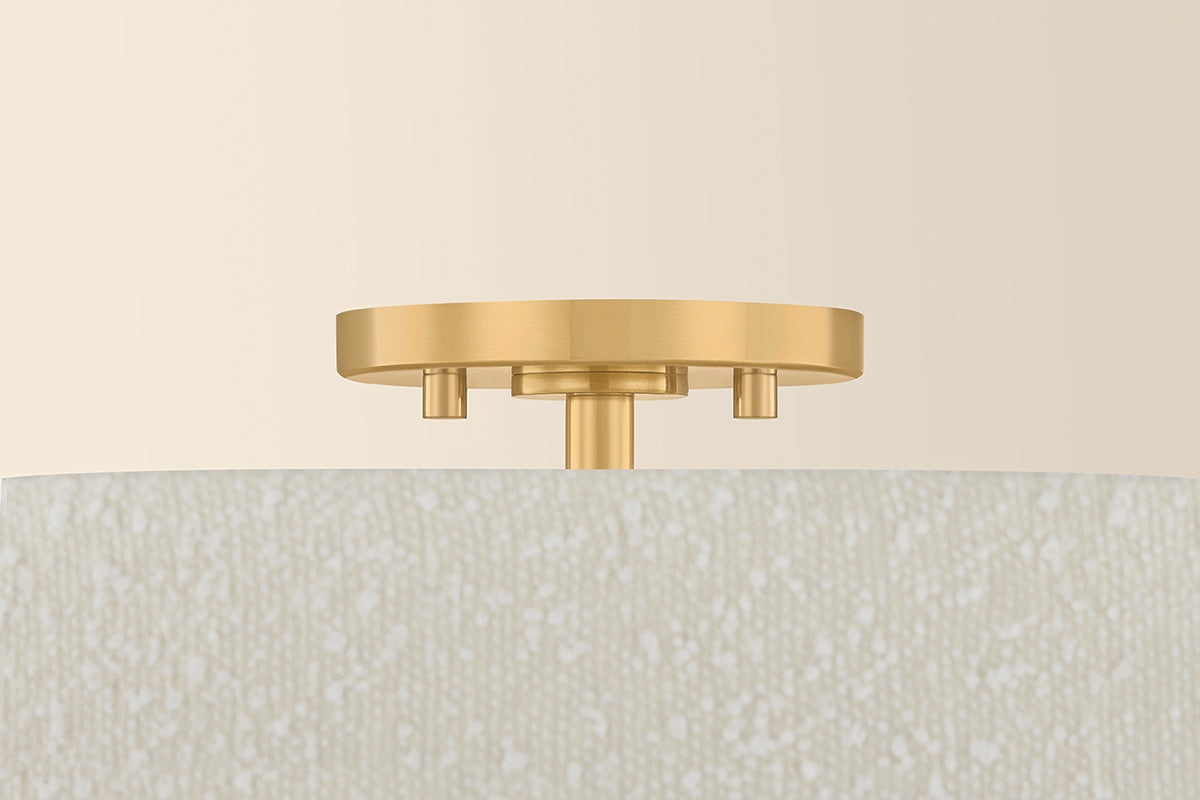Mitzi by Hudson Valley Lighting Miller 3-Light Flush Mount in Aged Brass, detail view 1