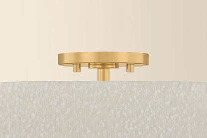 Mitzi by Hudson Valley Lighting Miller 3-Light Flush Mount in Aged Brass, detail view 1