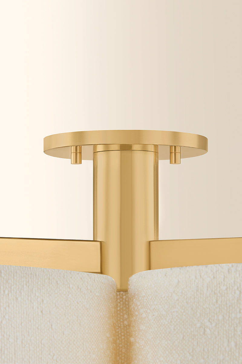 Mitzi by Hudson Valley Lighting Miller 9-Light Flush Mount in Aged Brass, detail view 1