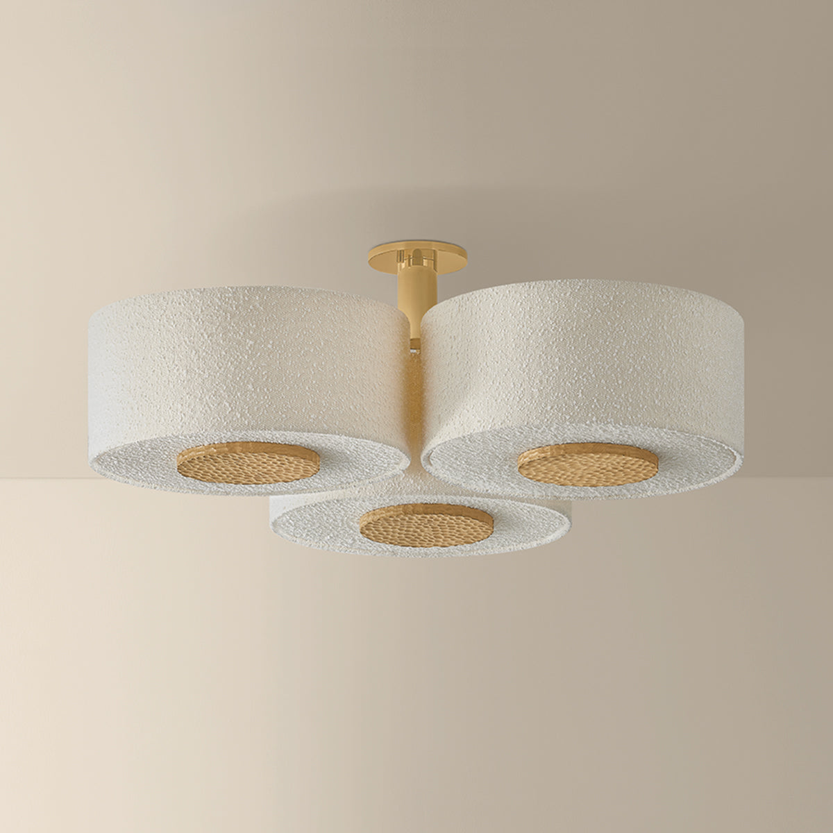 Mitzi by Hudson Valley Lighting Miller 9-Light Flush Mount in Aged Brass, detail view 2