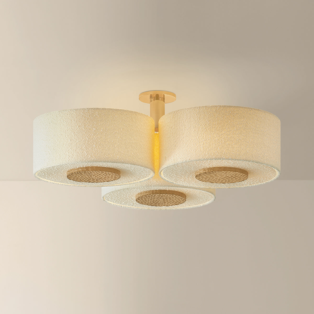 Mitzi by Hudson Valley Lighting Miller 9-Light Flush Mount in Aged Brass, detail view 4