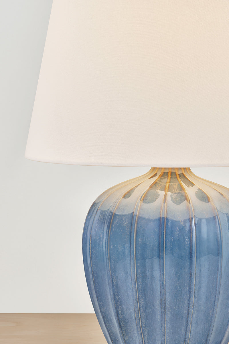 Mitzi by Hudson Valley Lighting Myla Table Lamp in Aged Brass / Ceramic Spring Lake, detail view 1
