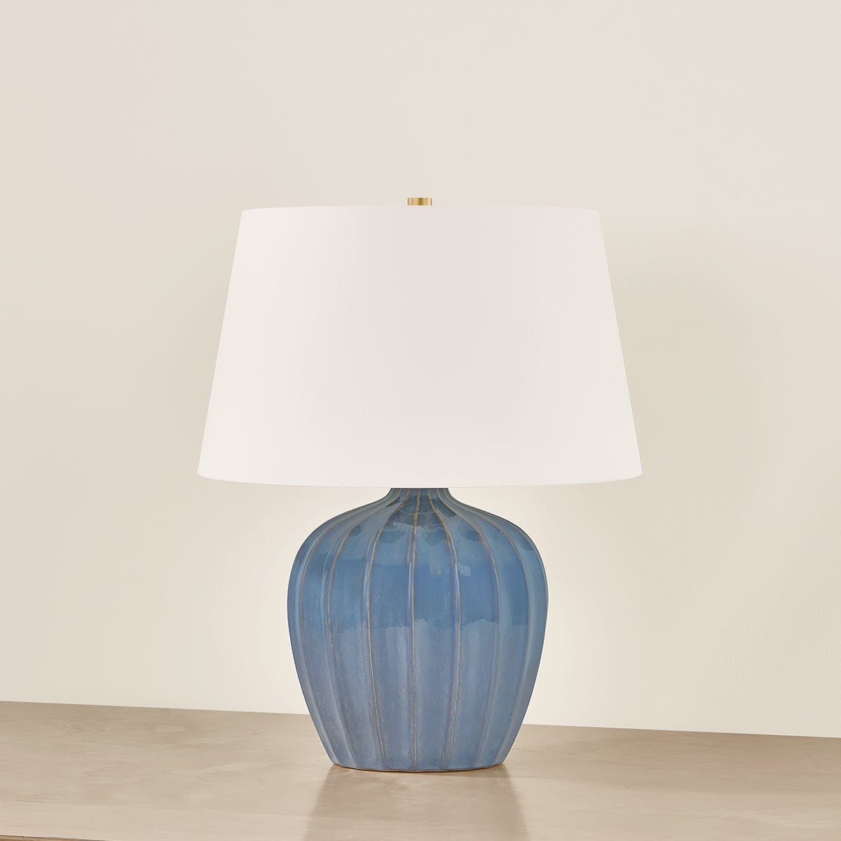 Mitzi by Hudson Valley Lighting Myla Table Lamp in Aged Brass / Ceramic Spring Lake, detail view 2