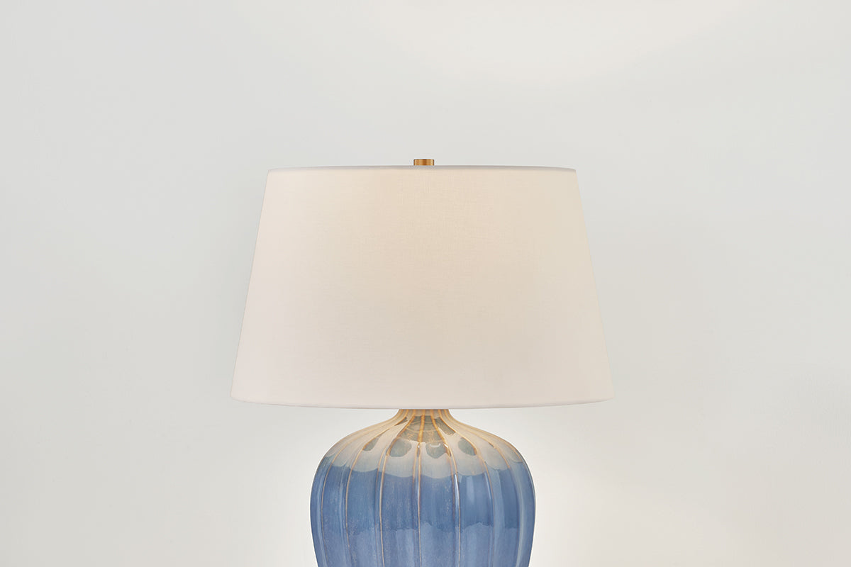 Mitzi by Hudson Valley Lighting Myla Table Lamp in Aged Brass / Ceramic Spring Lake, detail view 5
