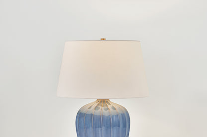 Mitzi by Hudson Valley Lighting Myla Table Lamp in Aged Brass / Ceramic Spring Lake, detail view 5