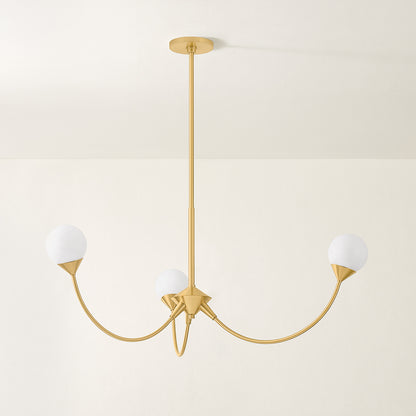 Mitzi by Hudson Valley Lighting Natasha 3-Light Chandelier in Aged Brass, detail view 2