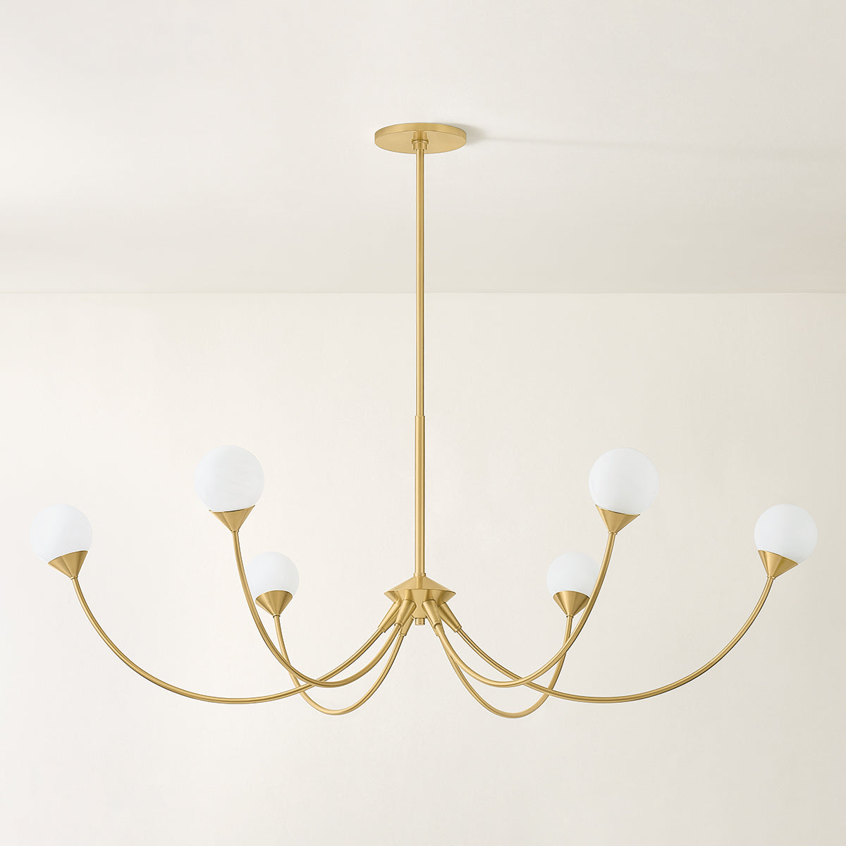 Mitzi by Hudson Valley Lighting Natasha 6-Light Chandelier in Aged Brass, detail view 2