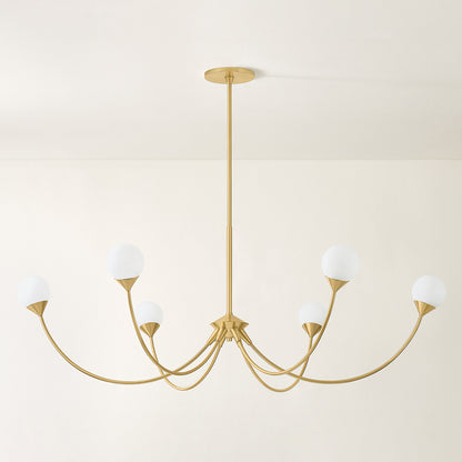 Mitzi by Hudson Valley Lighting Natasha 6-Light Chandelier in Aged Brass, detail view 2
