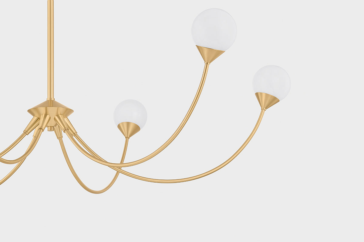 Mitzi by Hudson Valley Lighting Natasha 6-Light Chandelier in Aged Brass, detail view 3