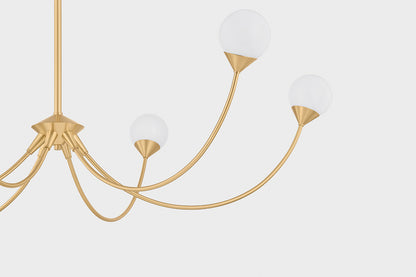 Mitzi by Hudson Valley Lighting Natasha 6-Light Chandelier in Aged Brass, detail view 3