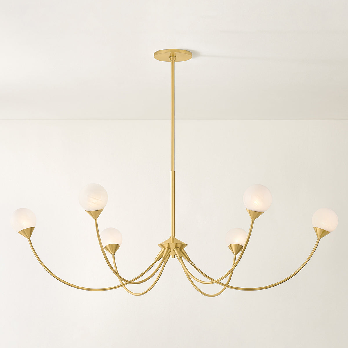 Mitzi by Hudson Valley Lighting Natasha 6-Light Chandelier in Aged Brass, detail view 4