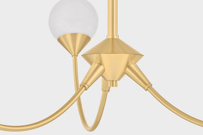 Mitzi by Hudson Valley Lighting Natasha 3-Light Chandelier in Aged Brass, detail view 5