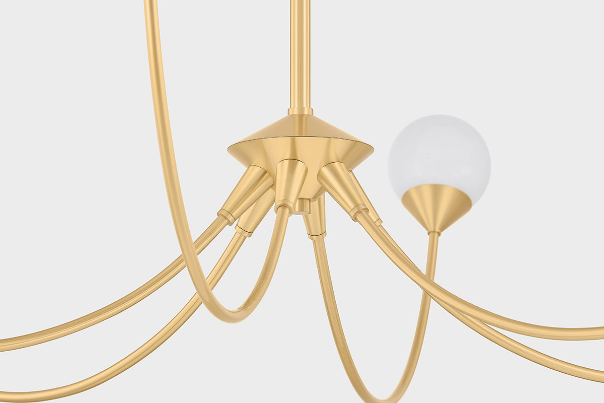 Mitzi by Hudson Valley Lighting Natasha 6-Light Chandelier in Aged Brass, detail view 5