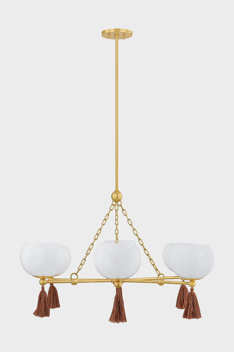 Mitzi by Hudson Valley Lighting Niya Chandelier in Aged Brass, detail view 1