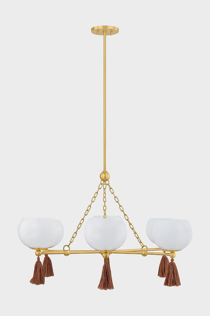 Mitzi by Hudson Valley Lighting Niya Chandelier in Aged Brass, detail view 1