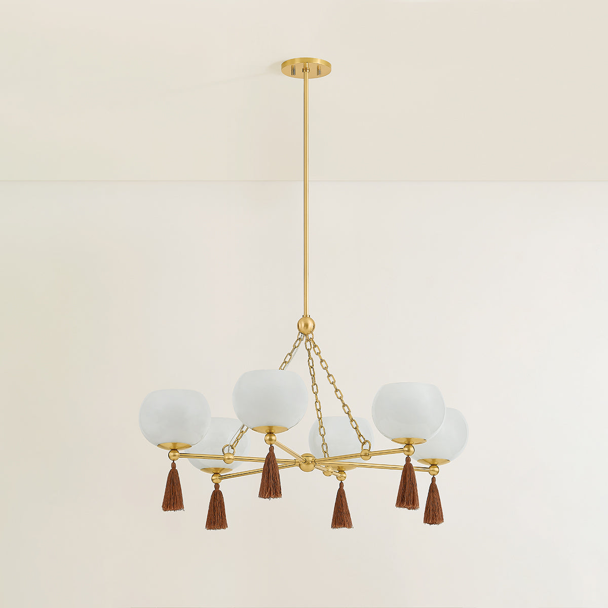 Mitzi by Hudson Valley Lighting Niya Chandelier in Aged Brass, detail view 2