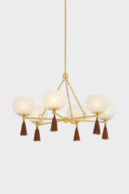 Mitzi by Hudson Valley Lighting Niya Chandelier in Aged Brass, detail view 3