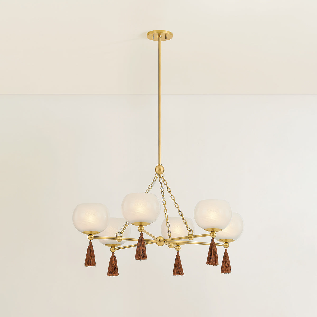 Mitzi by Hudson Valley Lighting Niya Chandelier in Aged Brass, detail view 4