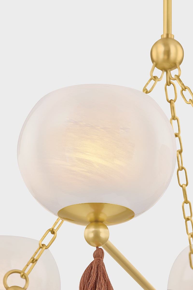 Mitzi by Hudson Valley Lighting Niya Chandelier in Aged Brass, detail view 6