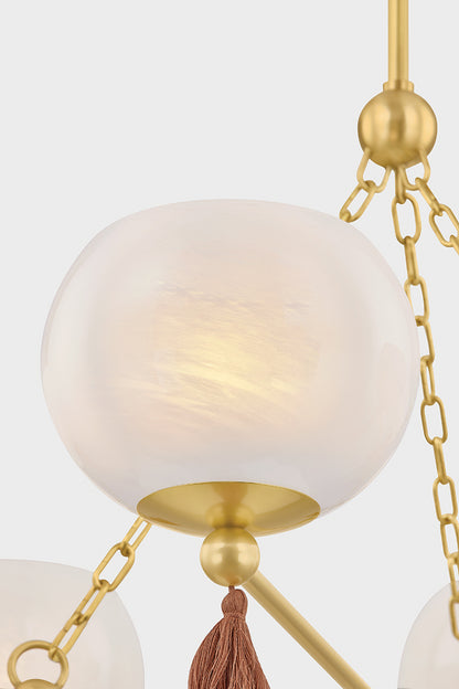 Mitzi by Hudson Valley Lighting Niya Chandelier in Aged Brass, detail view 6