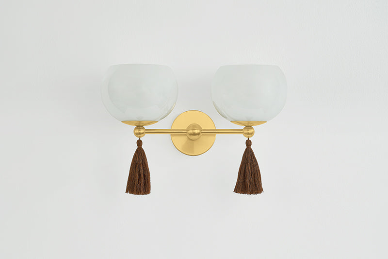 Mitzi by Hudson Valley Lighting Niya 2-Light Wall Sconce in Aged Brass, detail view 1
