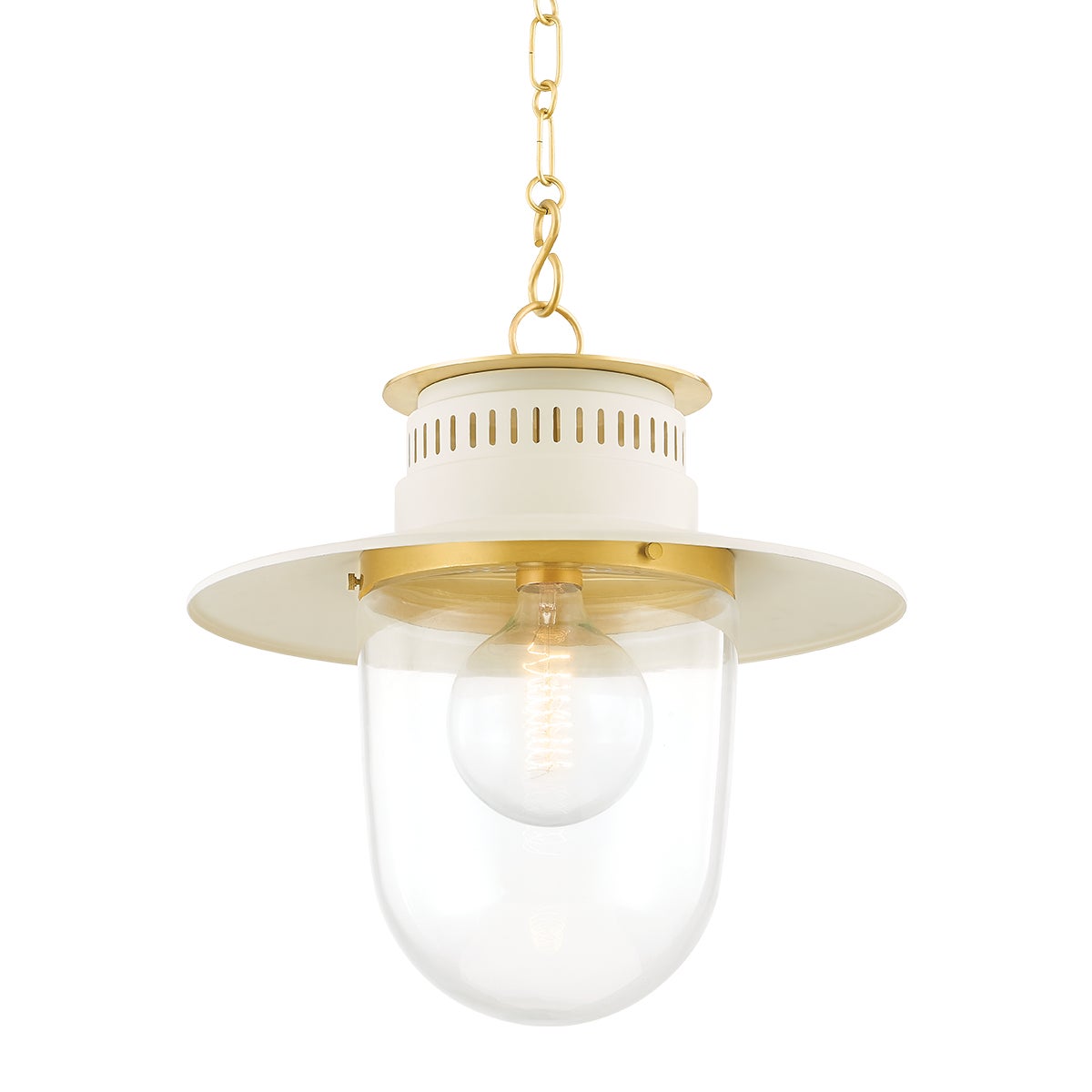 Mitzi by Hudson Valley Lighting Nori Large Pendant in Aged Brass / Soft Cream