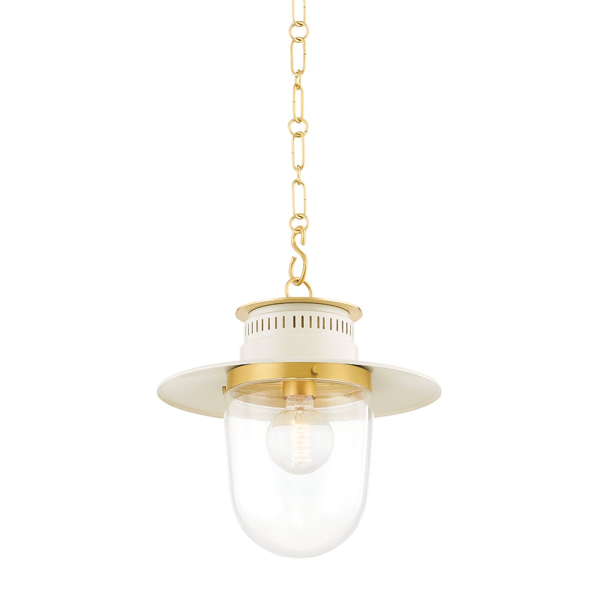 Mitzi by Hudson Valley Lighting Nori Small Pendant in Aged Brass / Soft Cream