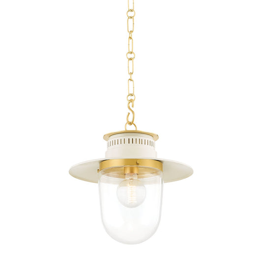 Mitzi by Hudson Valley Lighting Nori Small Pendant in Aged Brass / Soft Cream