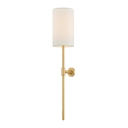 Mitzi by Hudson Valley Lighting Olivia Rechargeable Wall Sconce in Aged Brass / White Linen
