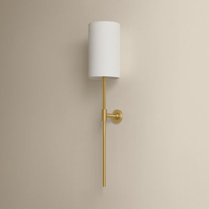 Mitzi by Hudson Valley Lighting Olivia Rechargeable Wall Sconce in Aged Brass / White Linen, detail view 2