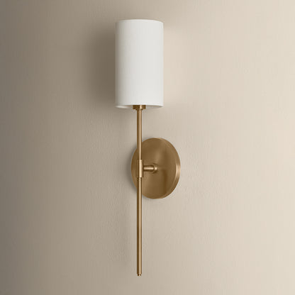 Mitzi by Hudson Valley Lighting Olivia Linen Shade Wall Sconce in Patina Brass, detail view 2