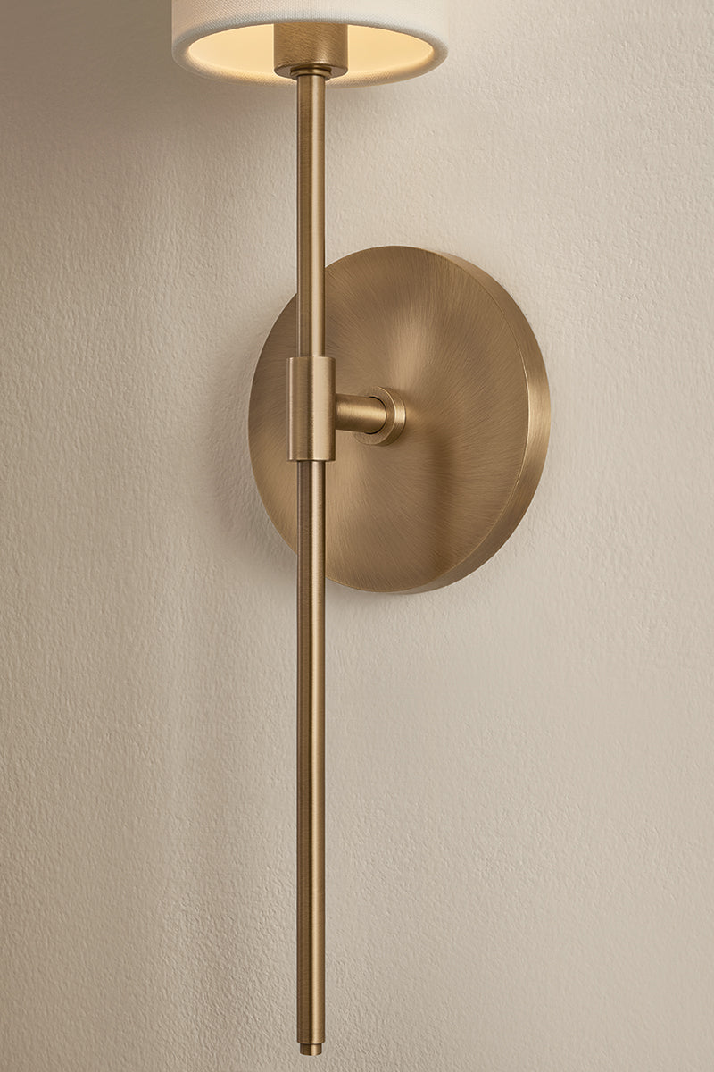 Mitzi by Hudson Valley Lighting Olivia Linen Shade Wall Sconce in Patina Brass, detail view 3