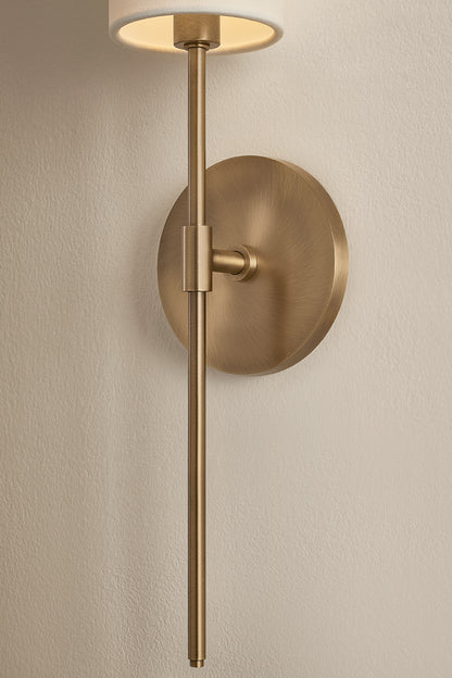 Mitzi by Hudson Valley Lighting Olivia Linen Shade Wall Sconce in Patina Brass, detail view 3