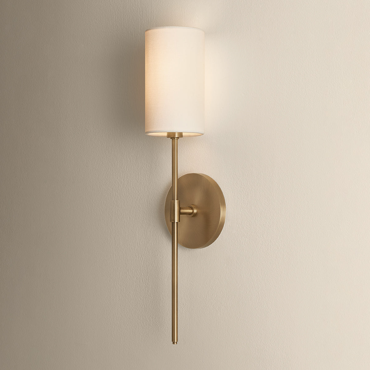 Mitzi by Hudson Valley Lighting Olivia Linen Shade Wall Sconce in Patina Brass, detail view 4