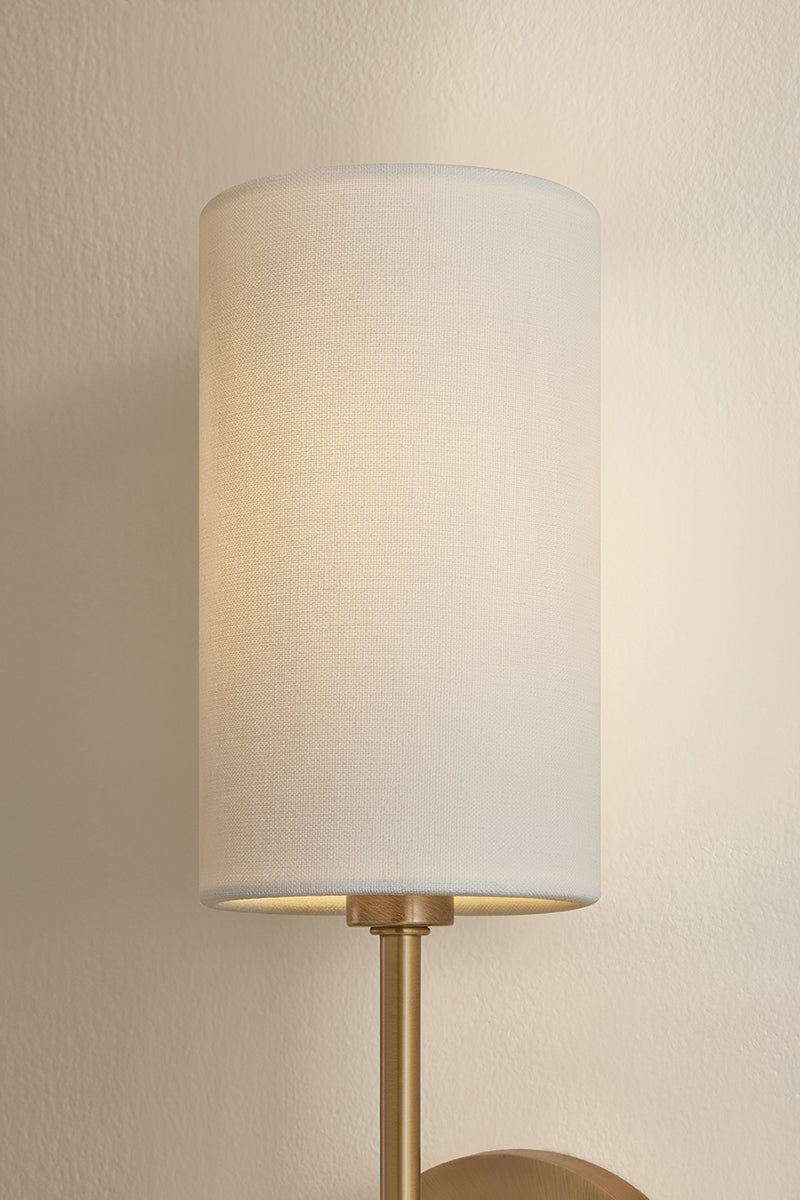 Mitzi by Hudson Valley Lighting Olivia Linen Shade Wall Sconce in Patina Brass, detail view 5