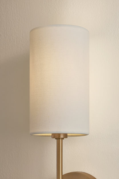 Mitzi by Hudson Valley Lighting Olivia Linen Shade Wall Sconce in Patina Brass, detail view 5