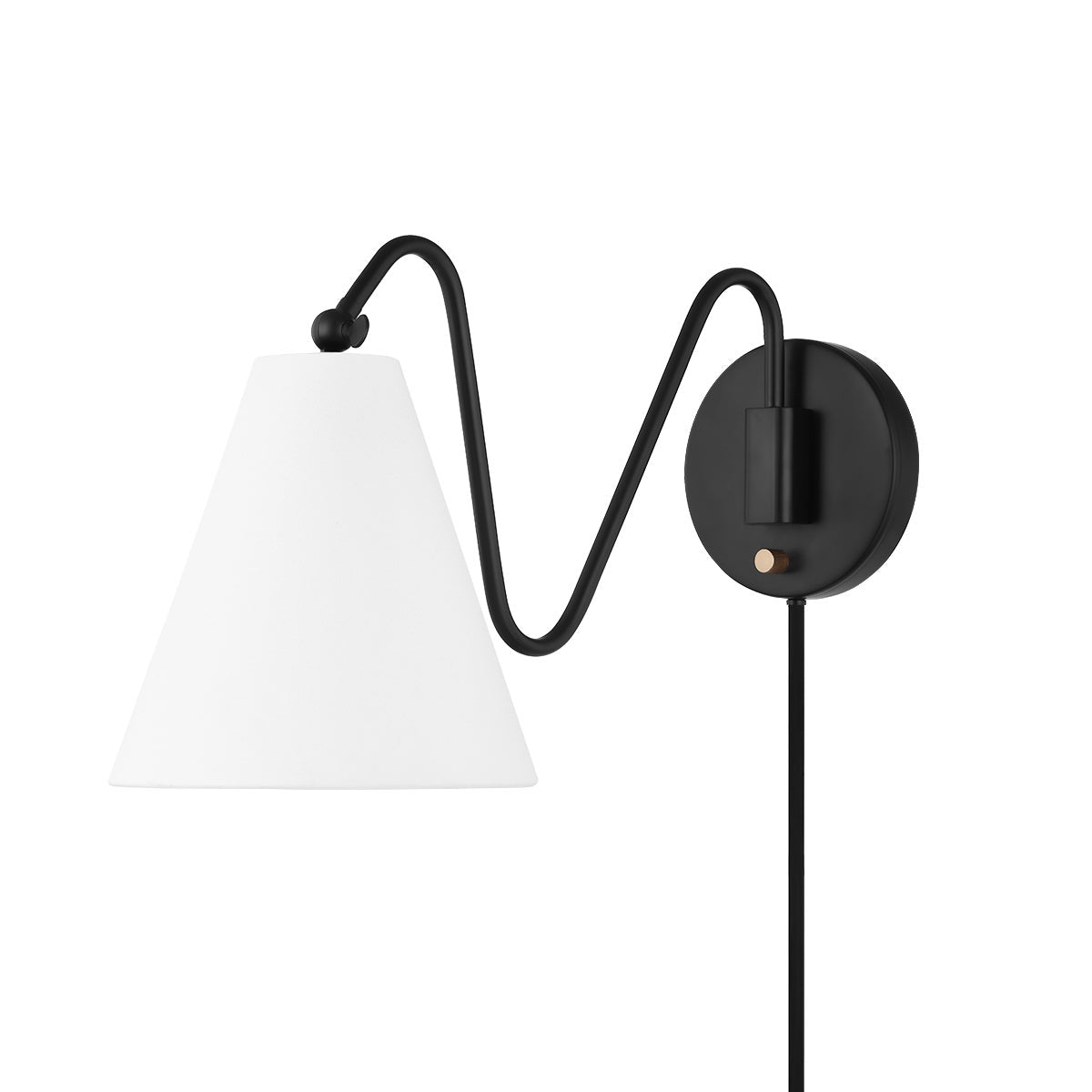 Mitzi by Hudson Valley Lighting Onda 1-Light Plug-In Wall Sconce in Soft Black